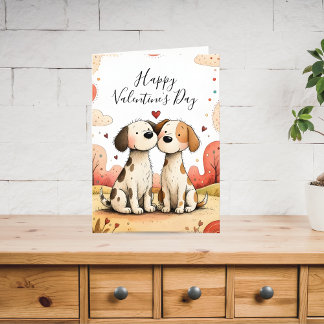 Cartes Pour Fêtes Annuelles Cute Dogs Valentine Card
