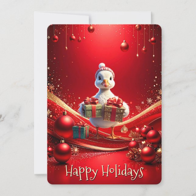 Cartes Pour Fêtes Annuelles Cute Duck Christmas Holiday Card (Devant)