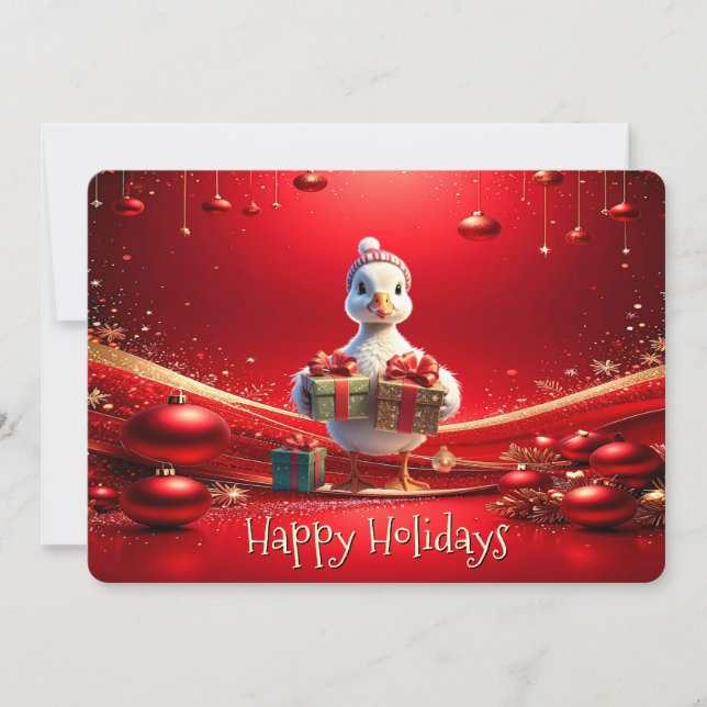 Cartes Pour Fêtes Annuelles Cute Duck Christmas Holiday Card (Devant)