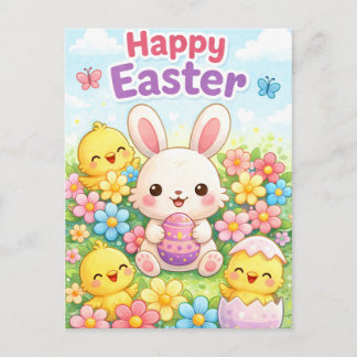 Cartes Pour Fêtes Annuelles Cute Easter Bunny & Chicks | Happy Easter