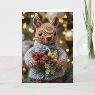 Cartes Pour Fêtes Annuelles Cute écureuil de Noël Crocheté