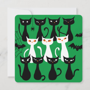 Cartes Pour Fêtes Annuelles Cute éffrayante Halloween chats silhouette simple