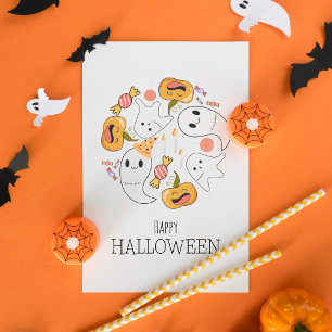 Cartes Pour Fêtes Annuelles Cute Fantôme Funny Citrouille Candy Candle Hallowe