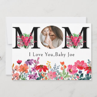 Cartes Pour Fêtes Annuelles Cute FLORA LOVE YOU MOM Mother's Day Photo Holiday
