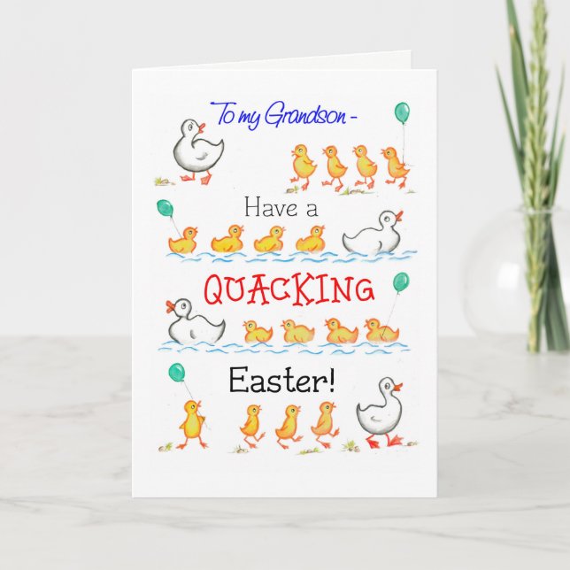 Cartes Pour Fêtes Annuelles Cute Fun Ducklings Quacking Pâques, pour Grandson (Devant)