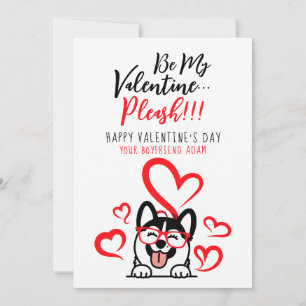 Cartes Pour Fêtes Annuelles Cute Funny White & Red Heart Husky Amoureux des ch