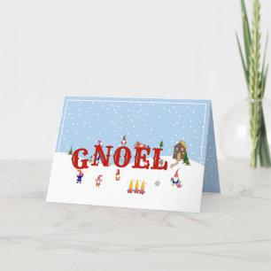 Cartes Pour Fêtes Annuelles Cute Garden Gnome Noel Famille de Noël