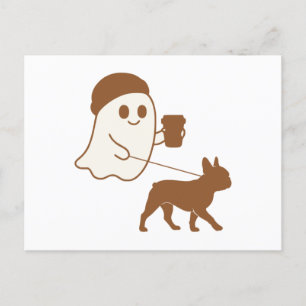 Cartes Pour Fêtes Annuelles Cute Ghost Walking Frenchie