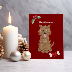 Cartes Pour Fêtes Annuelles Cute Girl Yorkie Chien Personnalisable