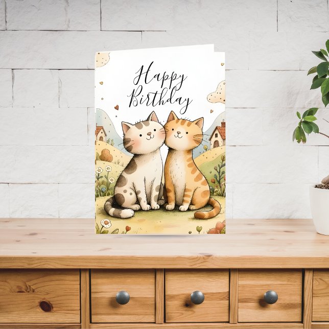 Cartes Pour Fêtes Annuelles Cute Happy Birthday Cat (Créateur téléchargé)
