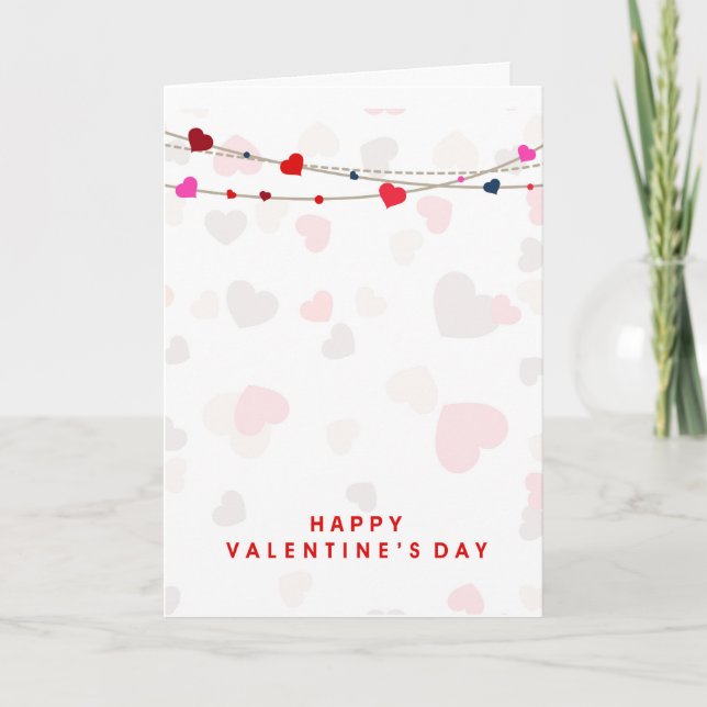 Cartes Pour Fêtes Annuelles Cute Harts On Strings Happy Valentines Day (Devant)