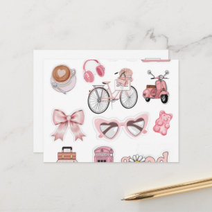 Cartes Pour Fêtes Annuelles Cute Heart Hands Emoji Pin - Pink Bow Aesthetic Ac