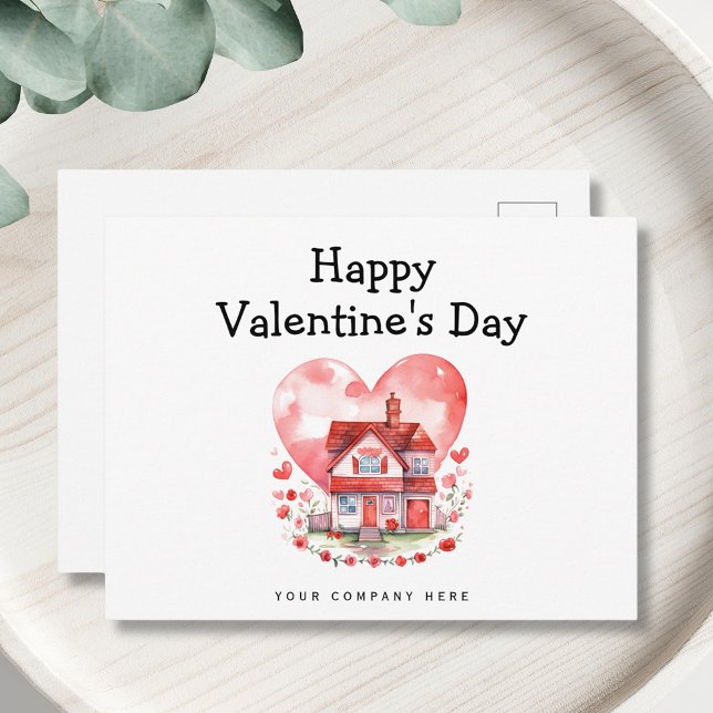 Cartes Pour Fêtes Annuelles Cute Heart House Valentine's Day Immobilier (Créateur téléchargé)