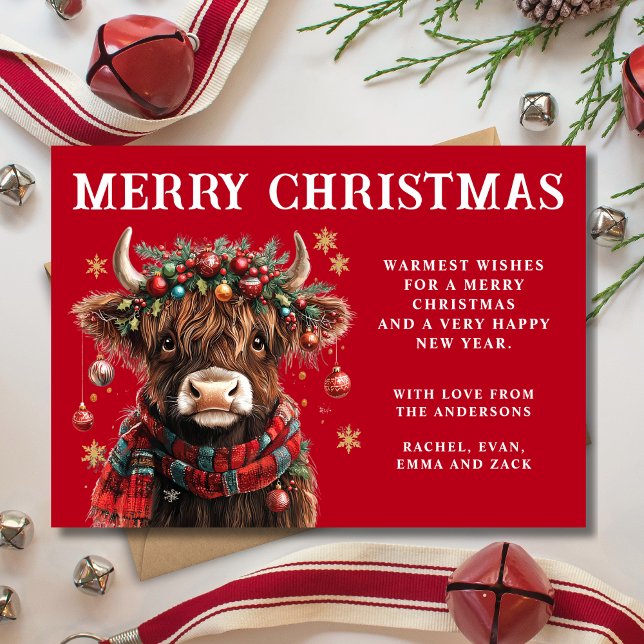 Cartes Pour Fêtes Annuelles Cute Highland Cow Christmas (Créateur téléchargé)