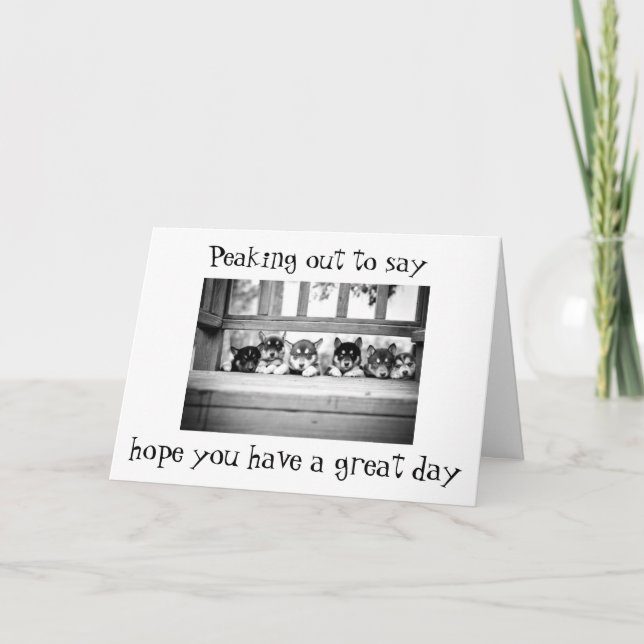 CARTES POUR FÊTES ANNUELLES CUTE HUSKIE PUPS DIT **HEUREUX ANNIVERSAIRE" (Devant)