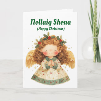 Cartes Pour Fêtes Annuelles Cute Irish Angel Christmas Card