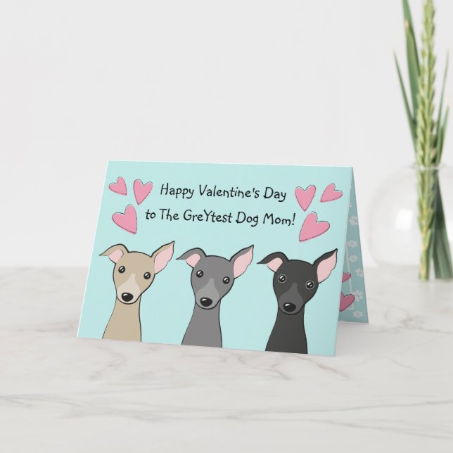 Cartes Pour Fêtes Annuelles Cute Italien Greyhounds Cartoon Chien Maman Valent (Devant)