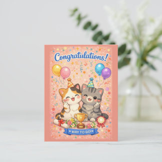 Cartes Pour Fêtes Annuelles Cute Kawaii Cat Congratulations Card Party Kitten