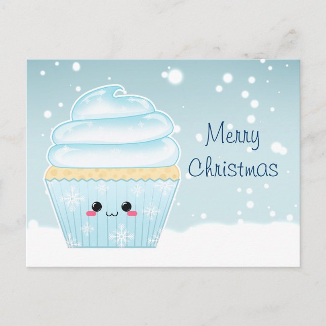 Cartes Pour Fêtes Annuelles Cute Kawaii Christmas Snowflake cupcake (Devant)