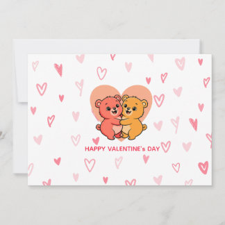 Cartes Pour Fêtes Annuelles Cute Kawaii Teddy Bear Couple Valentine's Day