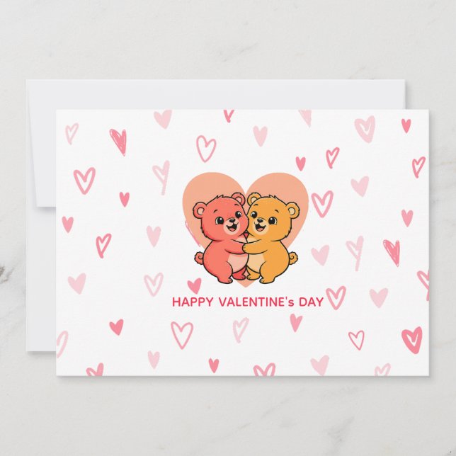 Cartes Pour Fêtes Annuelles Cute Kawaii Teddy Bear Couple Valentine's Day (Devant)