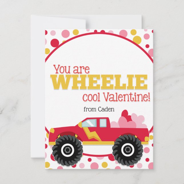 Cartes Pour Fêtes Annuelles Cute Kids Classroom Saint Valentin Monster Truck (Devant)