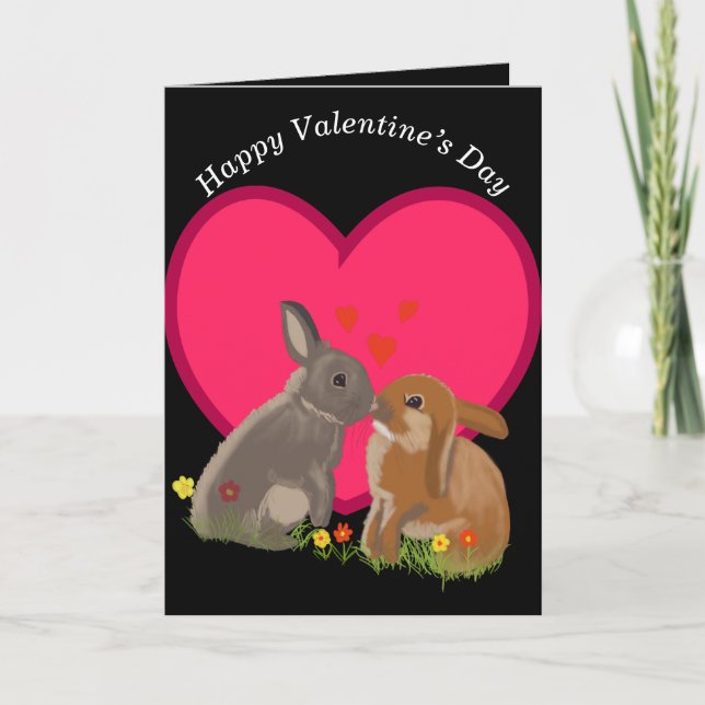 Cartes Pour Fêtes Annuelles Cute Kissing Bunnies Valentines (Devant)