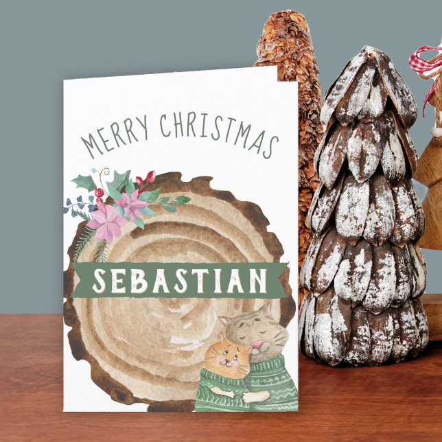 Cartes Pour Fêtes Annuelles Cute Kitten Chats Russe Joyeux Noël (Cute Christmas Card for someone special Buy professionally printed or as printable digital download.)