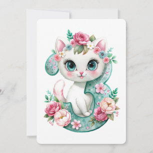 Cartes Pour Fêtes Annuelles Cute Kitten Trois ans Anniversaire