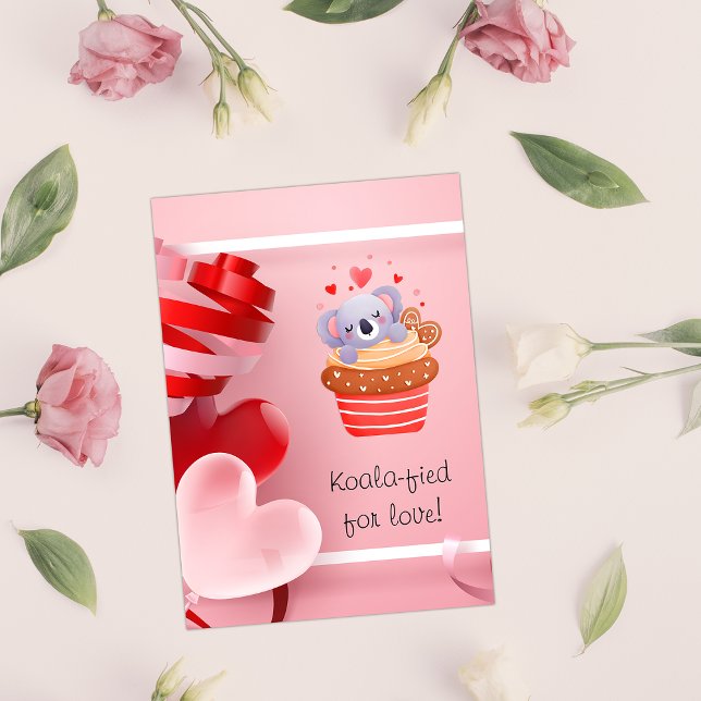 Cartes Pour Fêtes Annuelles Cute Koala à Cupcake Saint Valentin rose (Créateur téléchargé)