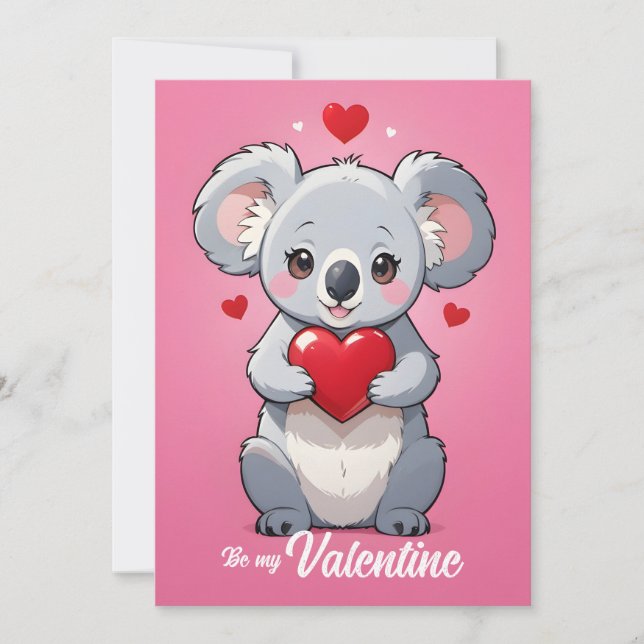 Cartes Pour Fêtes Annuelles Cute koala rose amour Saint Valentin (Devant)