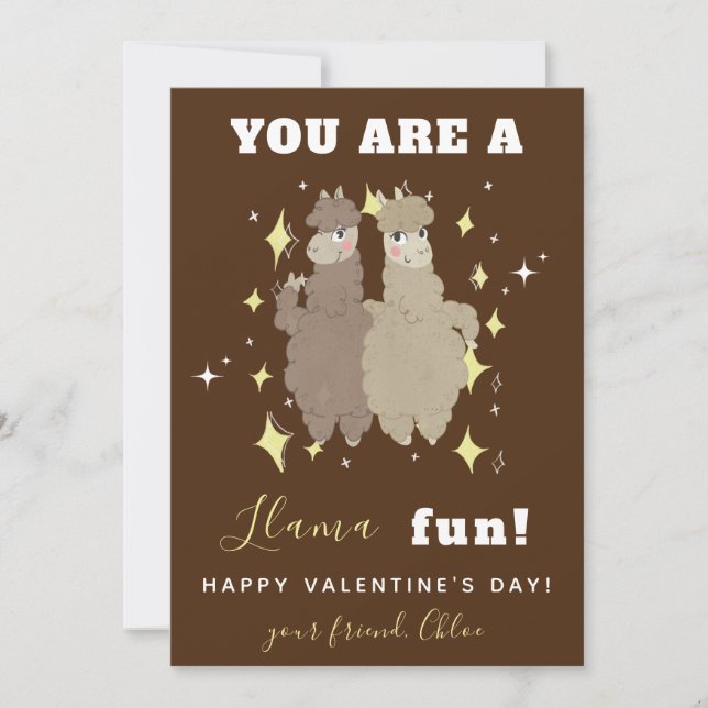 Cartes Pour Fêtes Annuelles Cute Lama Couple Friends Classe Valentine (Devant)