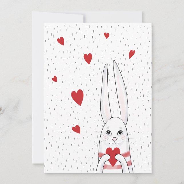 Cartes Pour Fêtes Annuelles Cute lapin tenant coeur (Devant)
