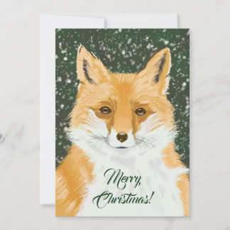 Cartes Pour Fêtes Annuelles Cute Little Red Fox - in snow Custom Christmas. 