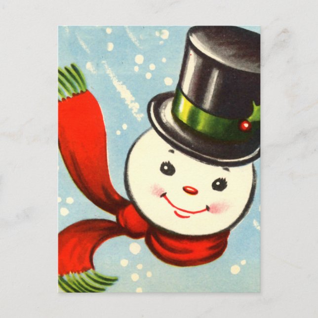Cartes Pour Fêtes Annuelles Cute Little Retro Snowman (Devant)