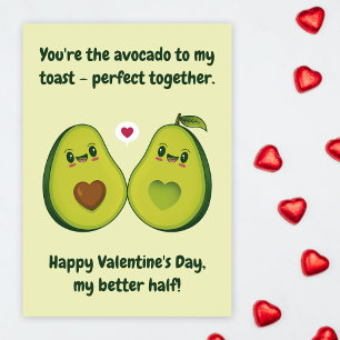 Cartes Pour Fêtes Annuelles Cute Love Avocado Happy Funny Valentines Day