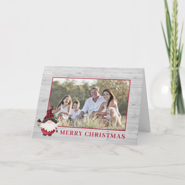 Cartes Pour Fêtes Annuelles Cute Lumberjack Gnome Photo de Noël personnalisée (Devant)