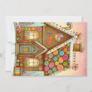 Cartes Pour Fêtes Annuelles Cute, maison de pain d'épices
