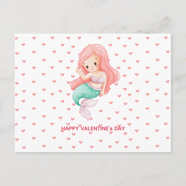 Cartes Pour Fêtes Annuelles Cute Mermaid Valentine's Day (Devant)