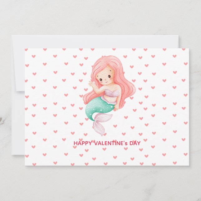 Cartes Pour Fêtes Annuelles Cute Mermaid Valentine's Day (Devant)