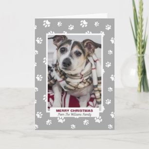 Cartes Pour Fêtes Annuelles Cute Merry Christmas Dog Paw Prints Pet Photo