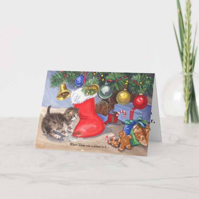 Cartes Pour Fêtes Annuelles Cute Merry Christmas Tree Kitten  (Devant)