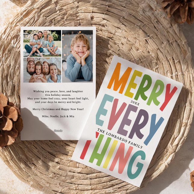 Cartes Pour Fêtes Annuelles Cute Merry Everything Inclusive 3 photos collage (Créateur téléchargé)