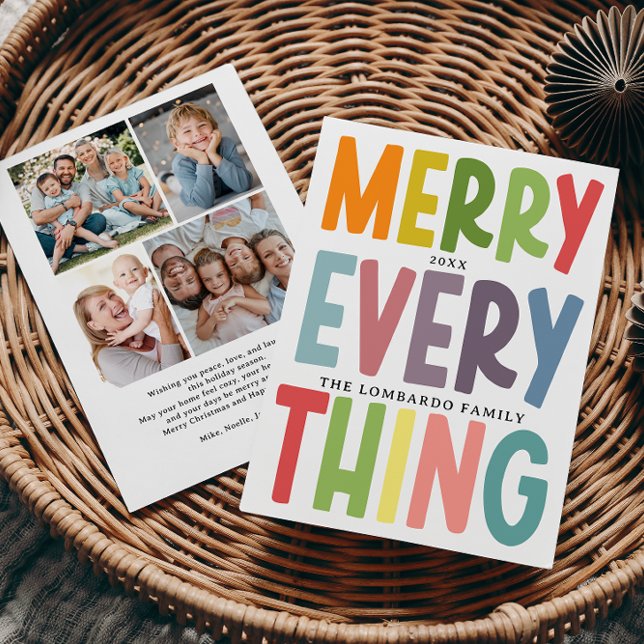 Cartes Pour Fêtes Annuelles Cute Merry Everything Inclusive 4 photos collage (Créateur téléchargé)
