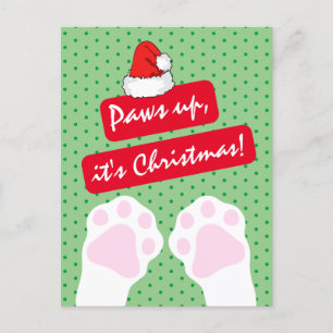 Cartes Pour Fêtes Annuelles Cute Mi-Siècle Retro Green Et Red Paks Up Chat