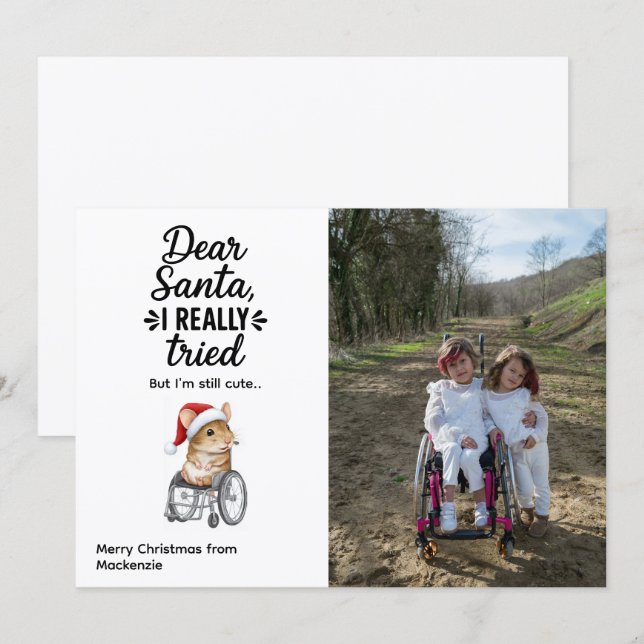 Cartes Pour Fêtes Annuelles Cute Mouse in a Wheelchair Inclusive Christmas  (Devant / Derrière)