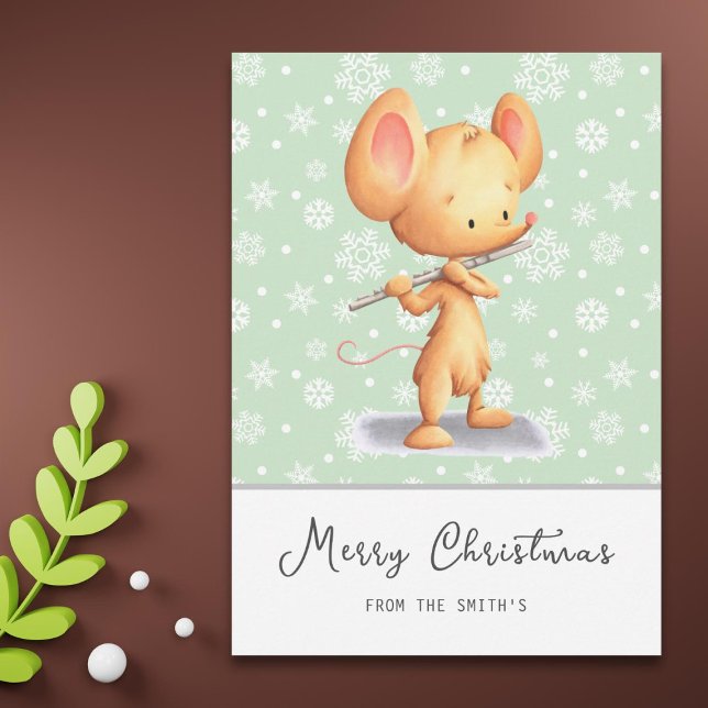 Cartes Pour Fêtes Annuelles Cute Mouse Musicien Joyeux Noël (Créateur téléchargé)