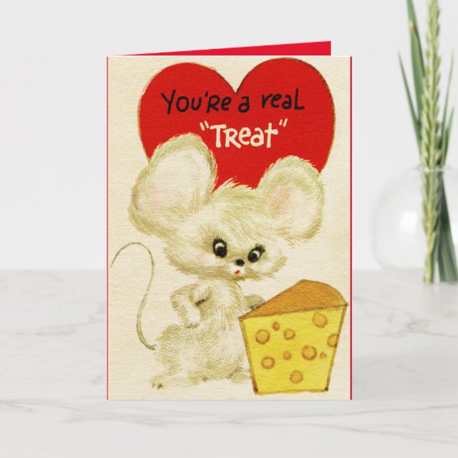Cartes Pour Fêtes Annuelles Cute Mouse Vintage Saint Valentin (Devant)