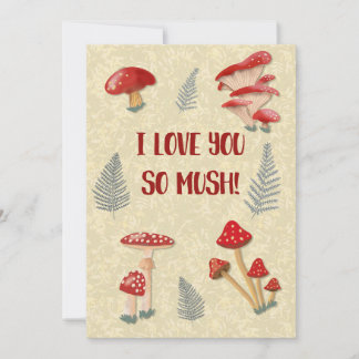 Cartes Pour Fêtes Annuelles  Cute Mushroom Pun I Love You So Mush