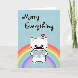 Cartes Pour Fêtes Annuelles Cute Mustache Cat Holiday